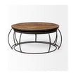 Mercana Clapp Round Brown Wood Top Black Iron Base Nesting Coffee Tables- Set of 2 Clearance