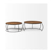 Mercana Clapp Round Brown Wood Top Black Iron Base Nesting Coffee Tables- Set of 2 Clearance