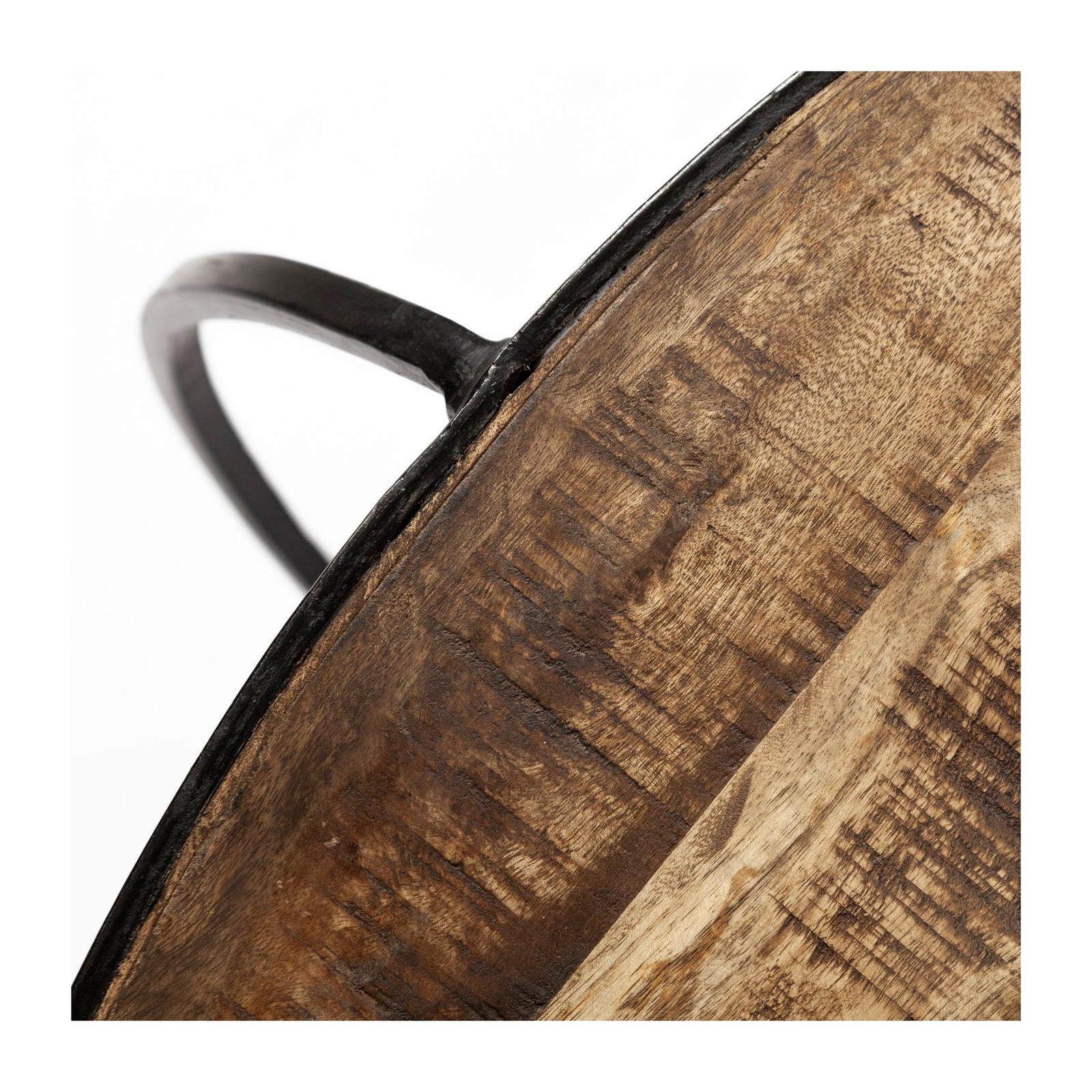 Mercana Clapp Round Brown Wood Top Black Iron Base Nesting Coffee Tables- Set of 2 Clearance
