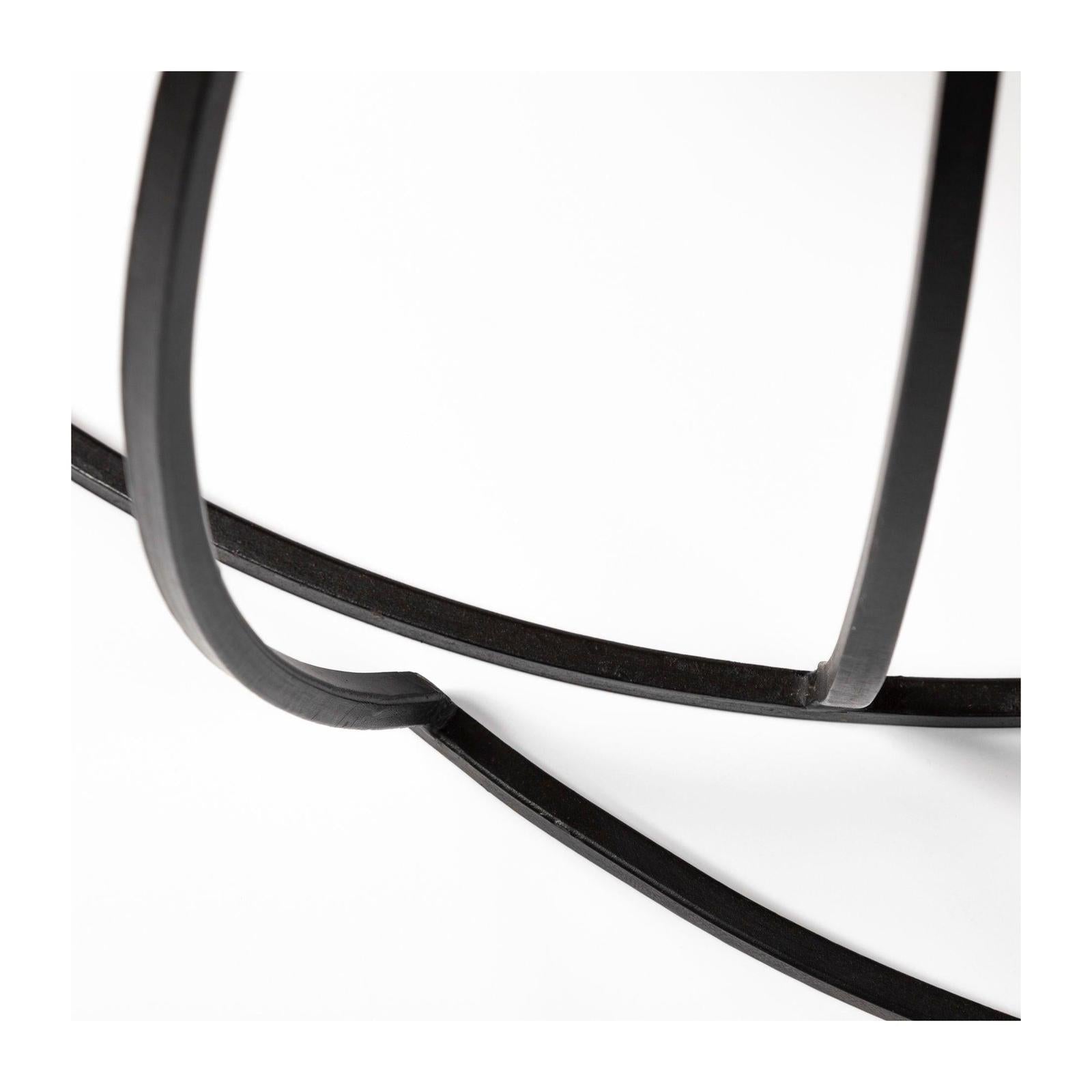 Mercana Clapp Round Brown Wood Top Black Iron Base Nesting Coffee Tables- Set of 2 Clearance