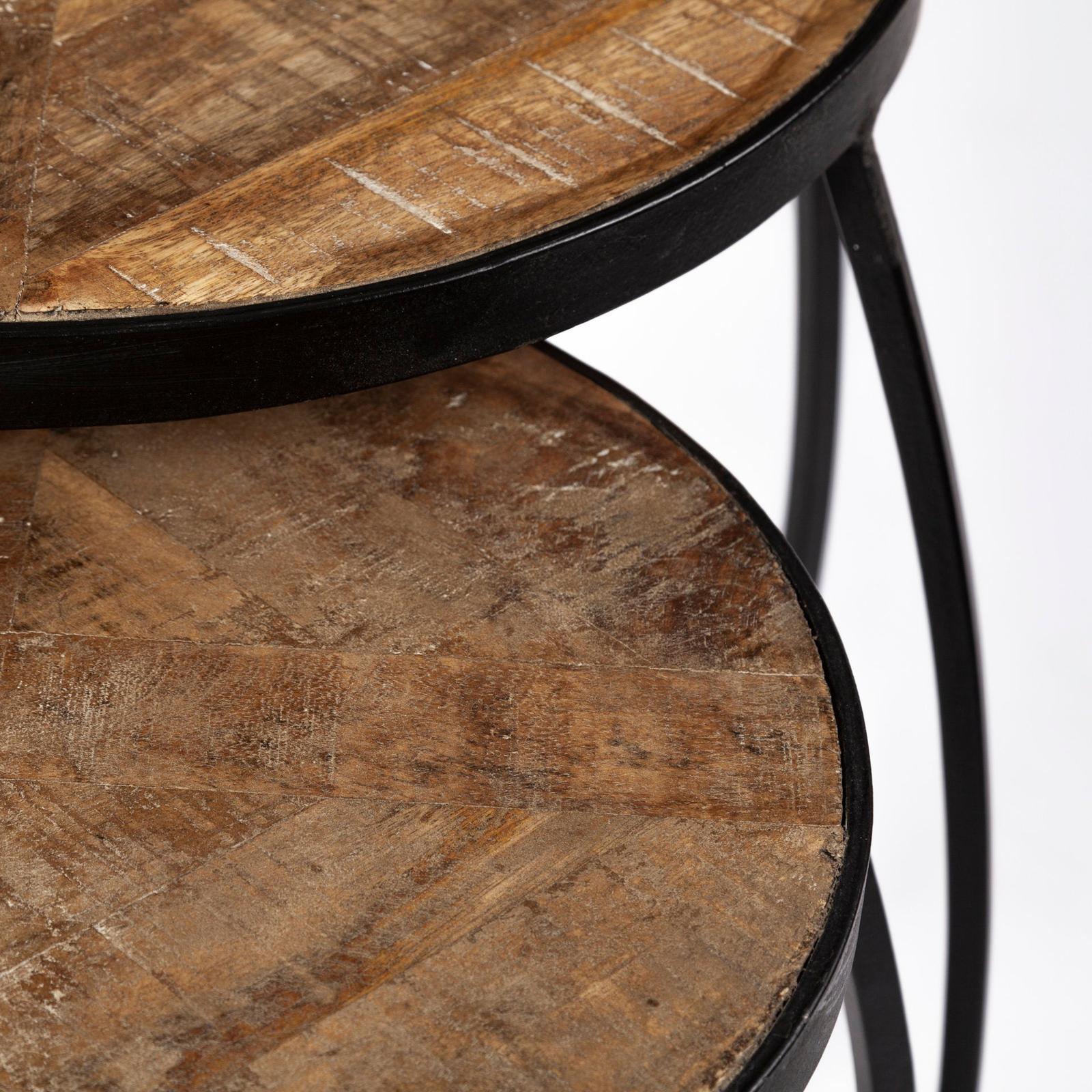Mercana Clapp Brown Round Wood Top Nesting Accent Tables- Set of 2
