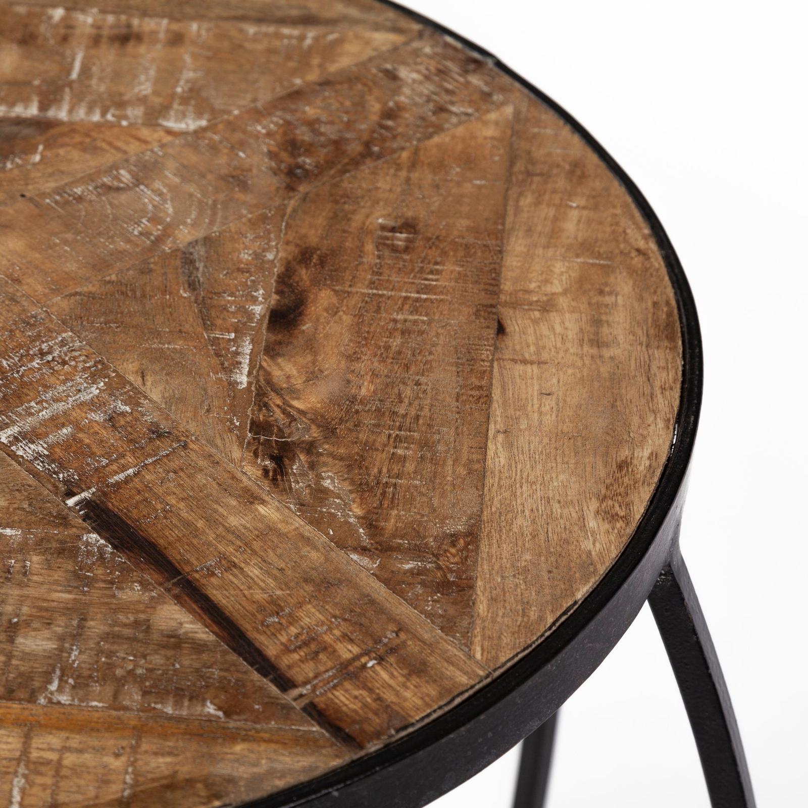 Mercana Clapp Brown Round Wood Top Nesting Accent Tables- Set of 2