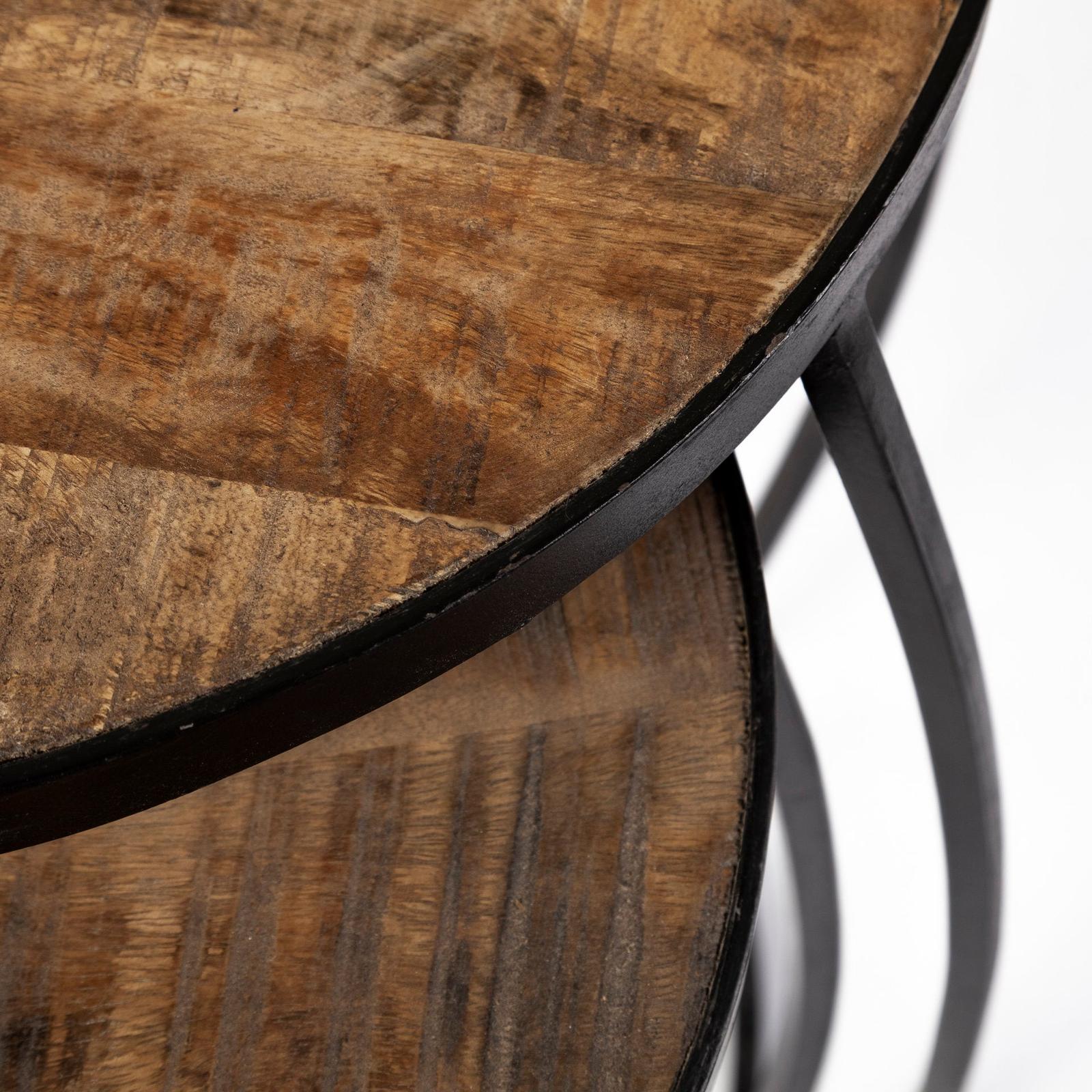 Mercana Clapp Brown Round Wood Top Nesting Accent Tables- Set of 2