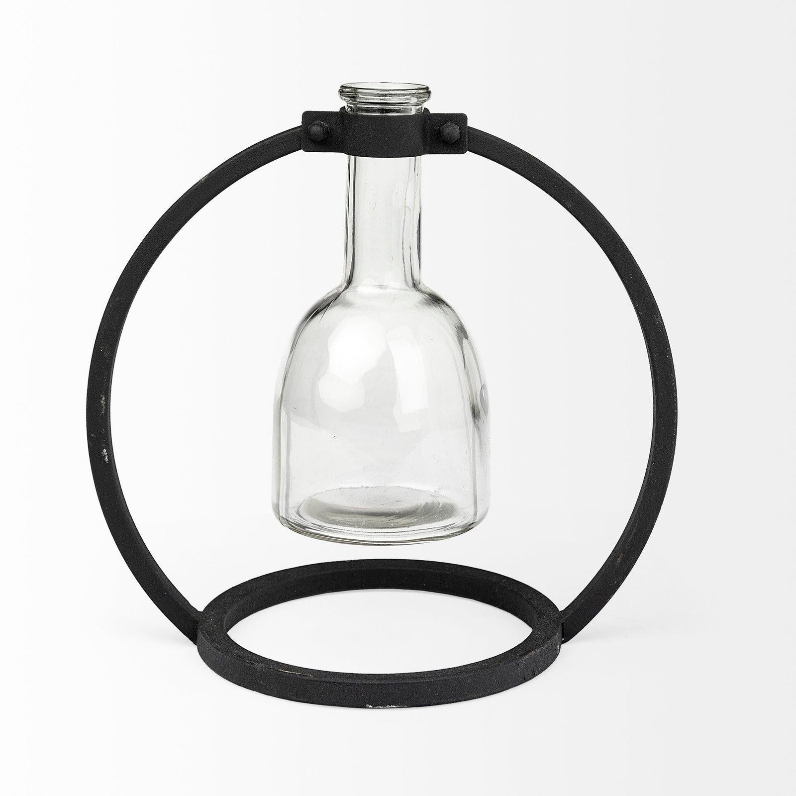 Mercana Monica Black Metal Glass Bottle Vase