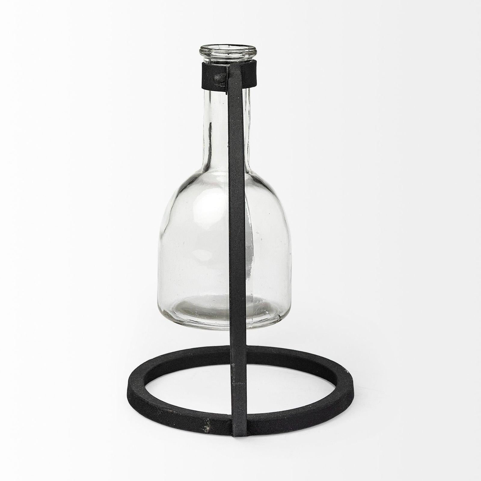 Mercana Monica Black Metal Glass Bottle Vase