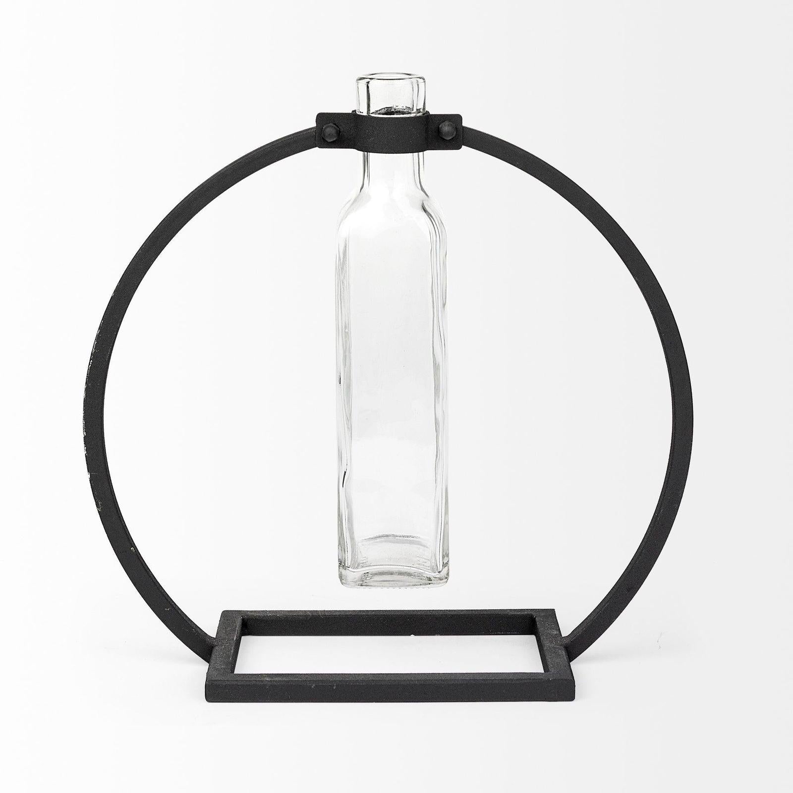Mercana Monica Black Metal Glass Bottle Vase