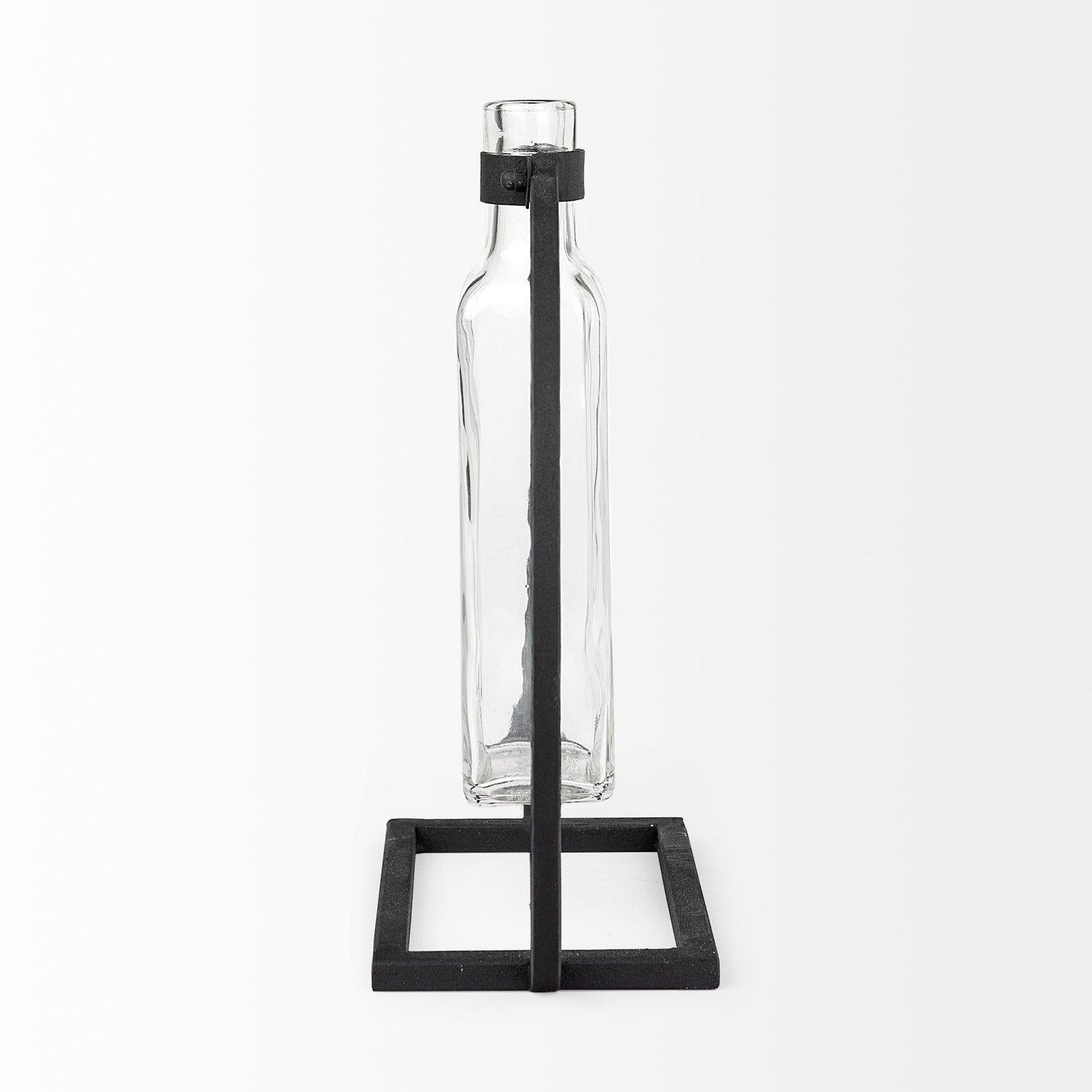Mercana Monica Black Metal Glass Bottle Vase