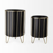 Mercana Pianta Black Metal Insert Brass Frame Plant Stands - Set of 2