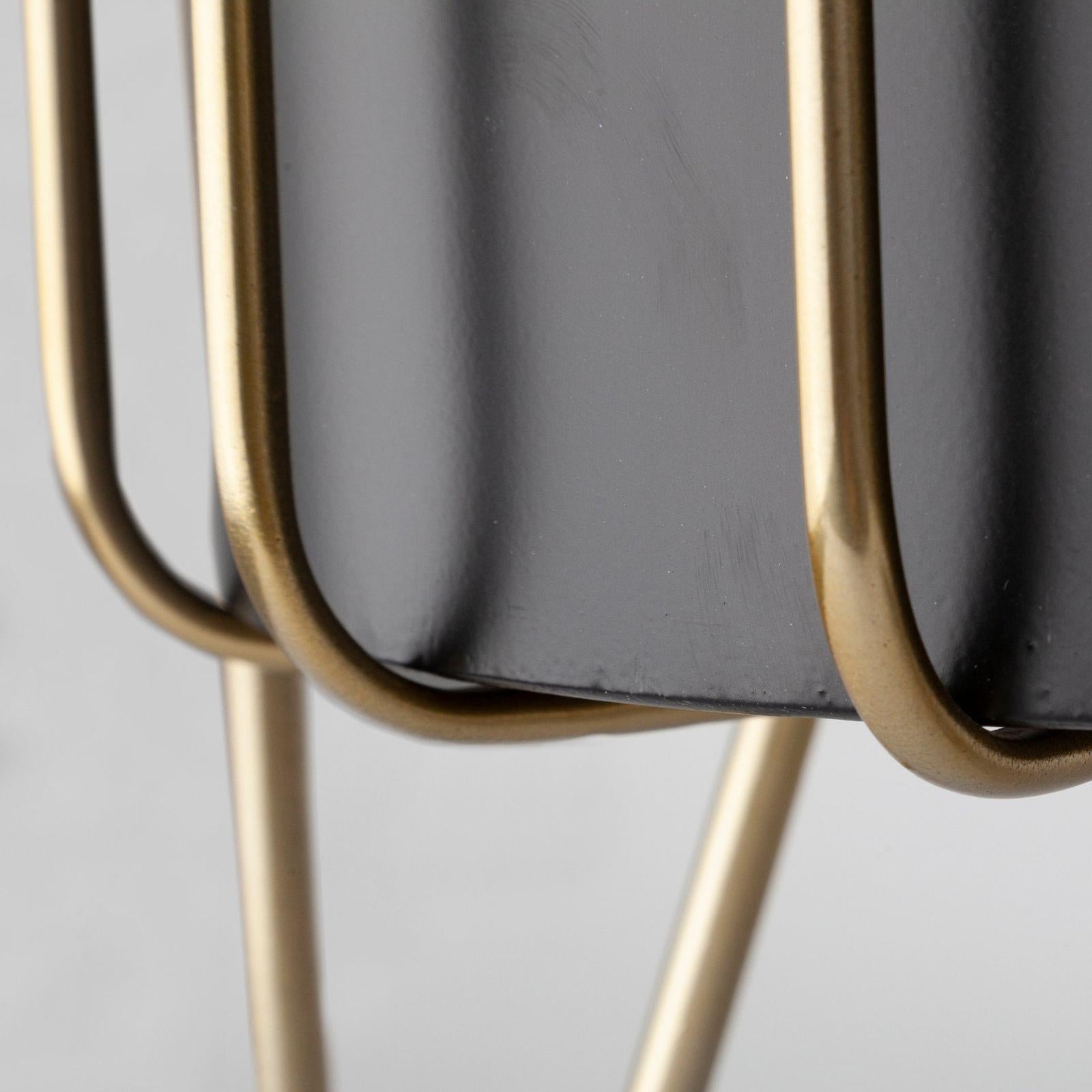 Mercana Pianta Black Metal Insert Brass Frame Plant Stands - Set of 2