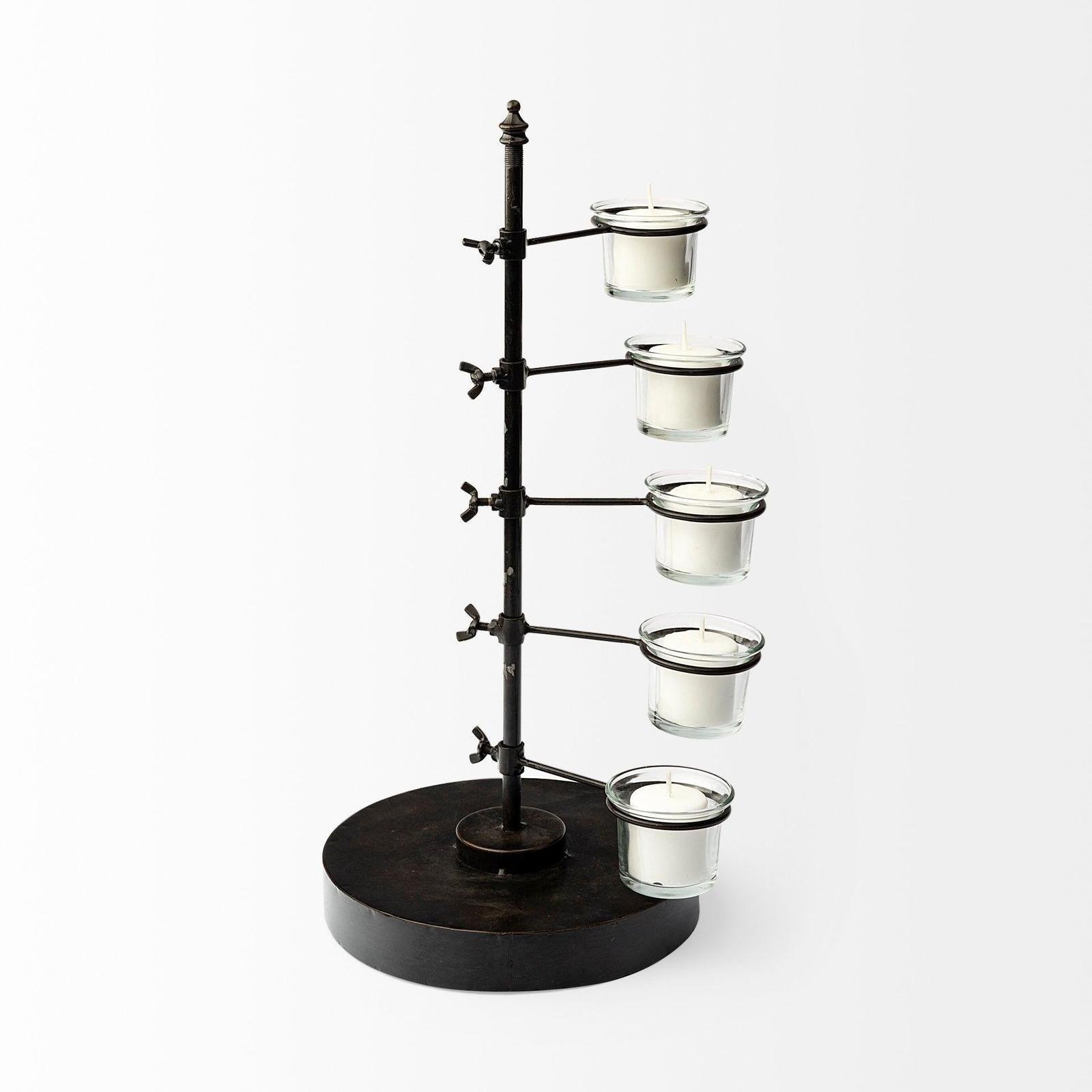 Mercana Jaran Black Metal Five Armed Tealight Table Candle Holder Clearance