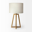 Mercana Raelynn White-Linen Drum Shade w/ Gold Metal Frame Table Lamp