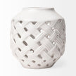Mercana Forillon I Short White Glazed Lattice Pattern Vase Clearance