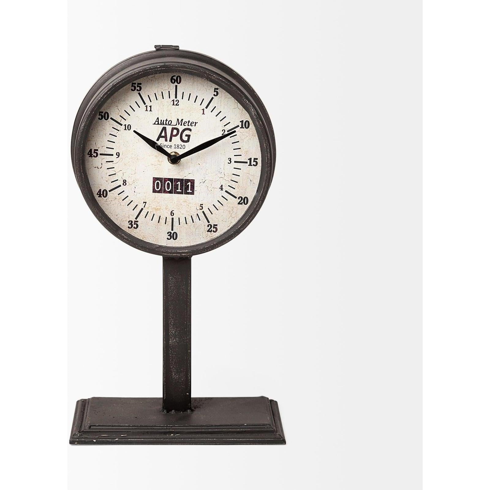 Mercana Attalack Black Metal Round Face Table Clock Clearance