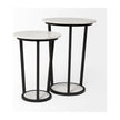 Mercana Bombola White Round Marble Top W/Black Metal Frame Accent Table