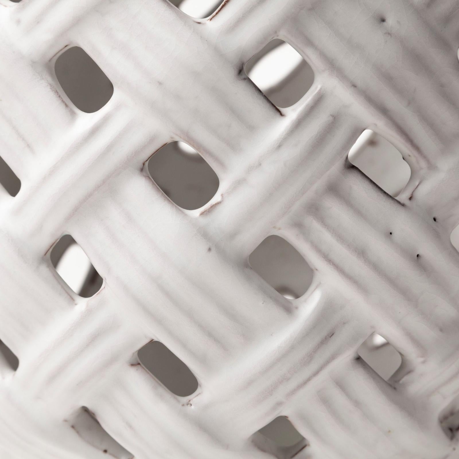Mercana Forillon I Short White Glazed Lattice Pattern Vase Clearance