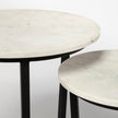 Mercana Bombola White Round Marble Top W/Black Metal Frame Accent Table