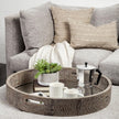 Mercana Whittier Brown Wooden Mirrored Base Tray Clearance