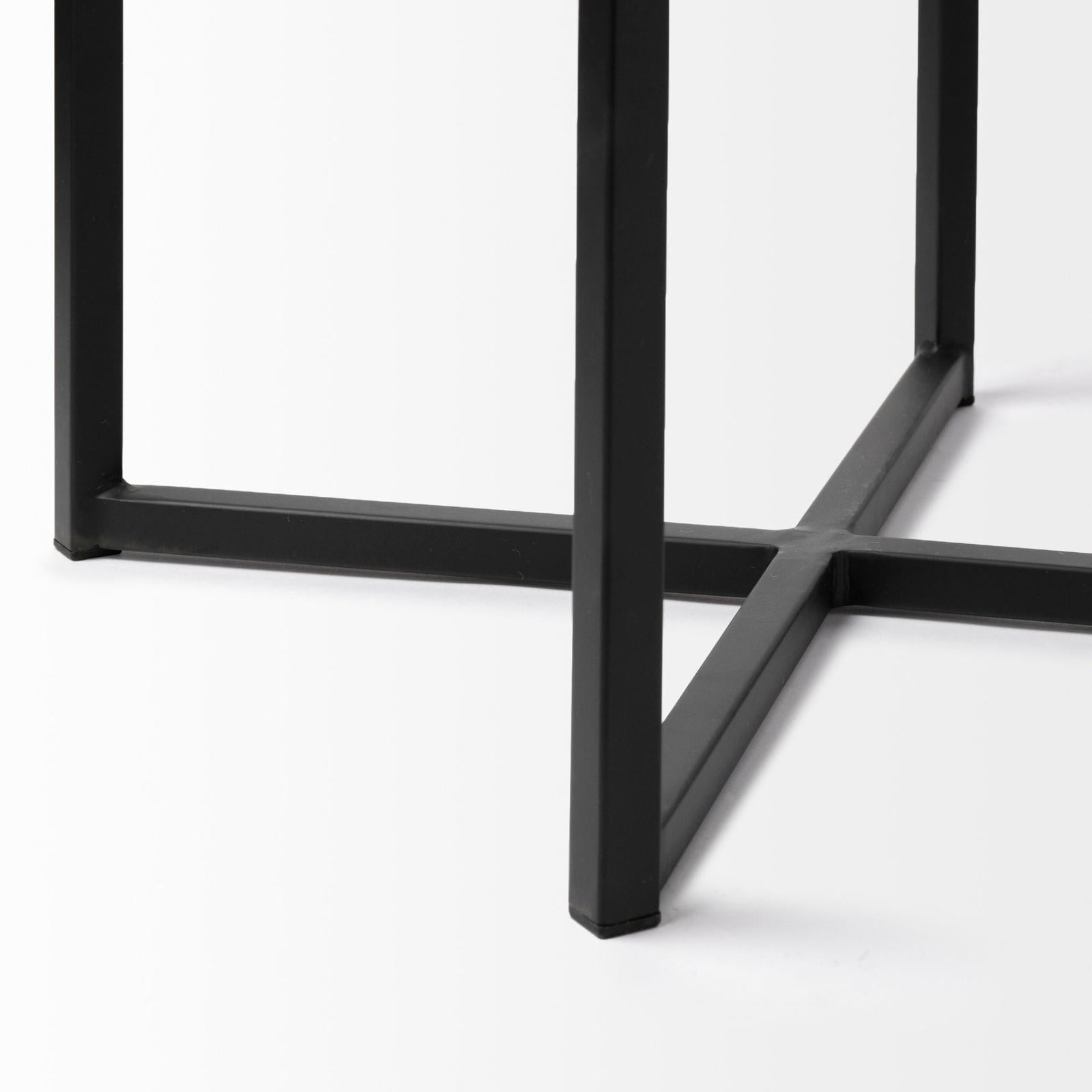 Mercana Frodo White Fabric Seat Black Metal Base Stool
