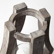 Mercana Brillion Rustic Wood Metal Table Candle Holder Clearance