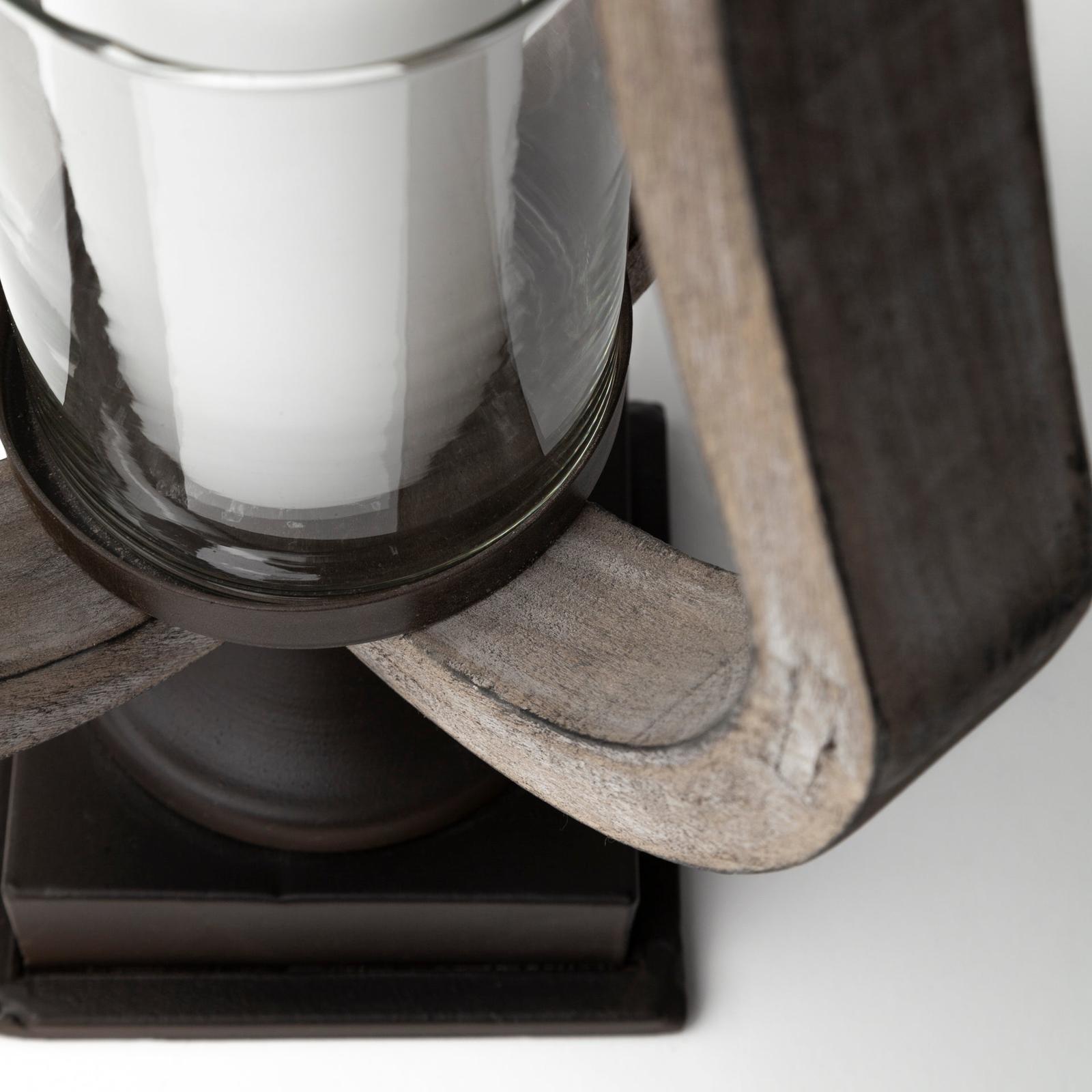 Mercana Brillion Rustic Wood Metal Table Candle Holder Clearance