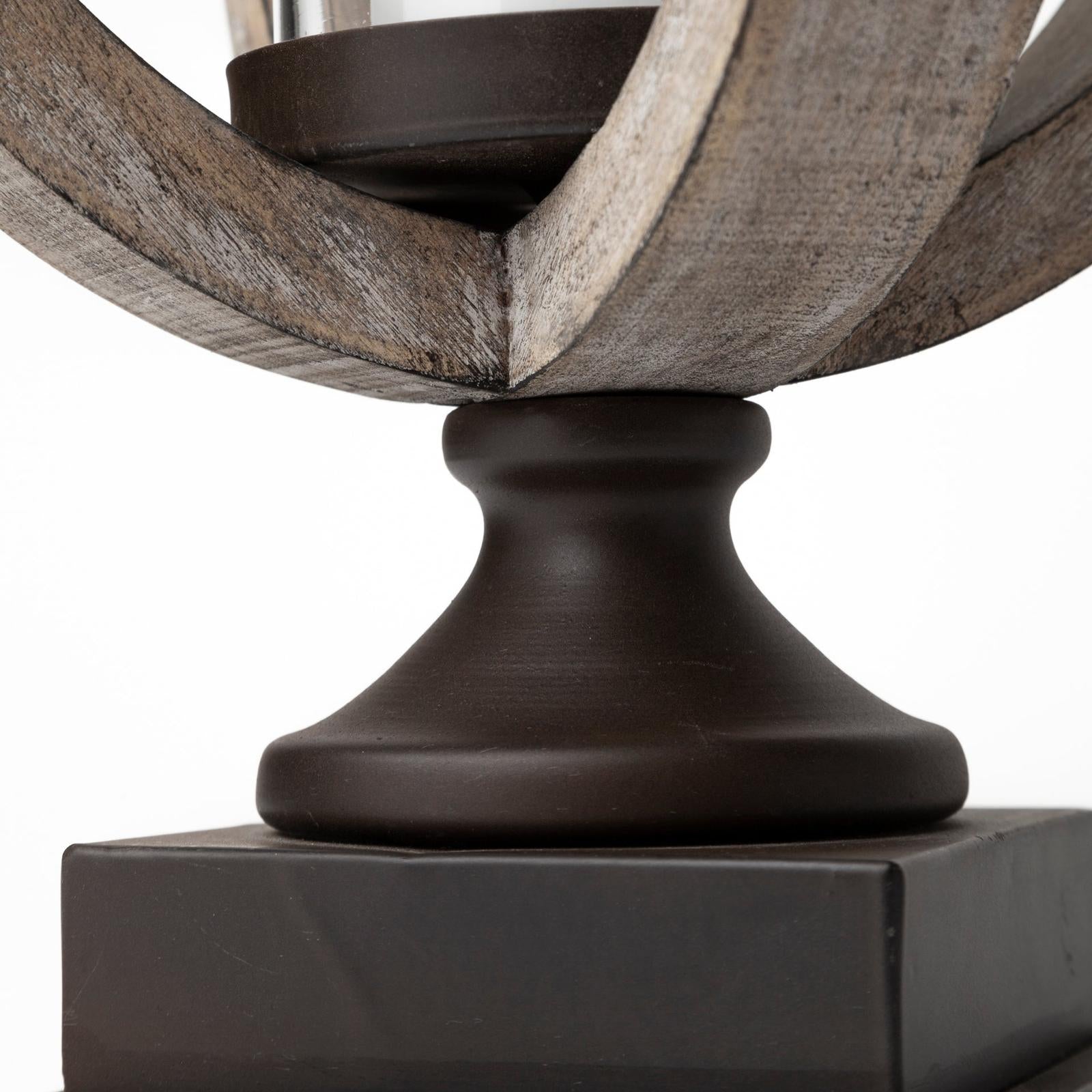 Mercana Brillion Rustic Wood Metal Table Candle Holder Clearance