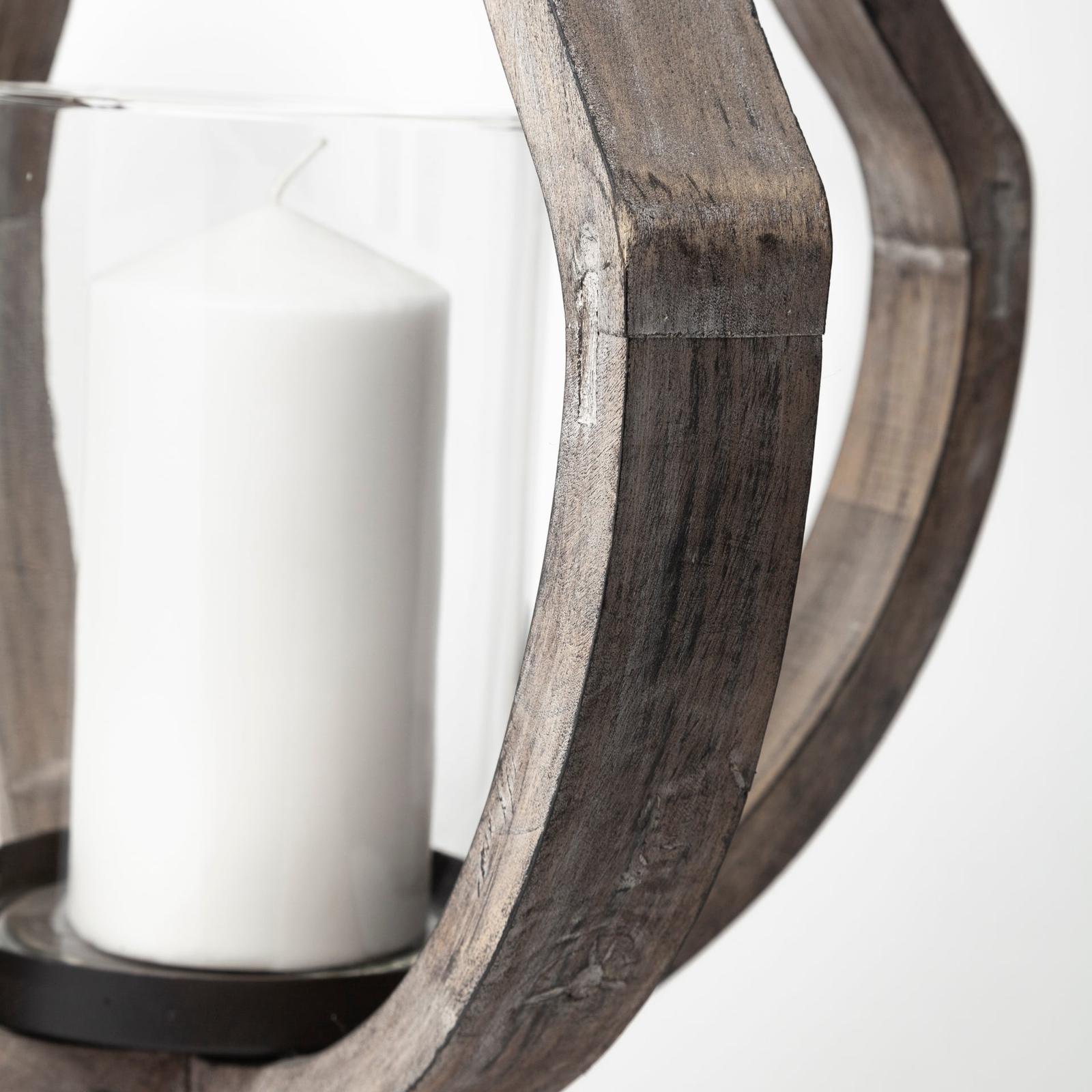 Mercana Brillion Rustic Wood Metal Table Candle Holder Clearance