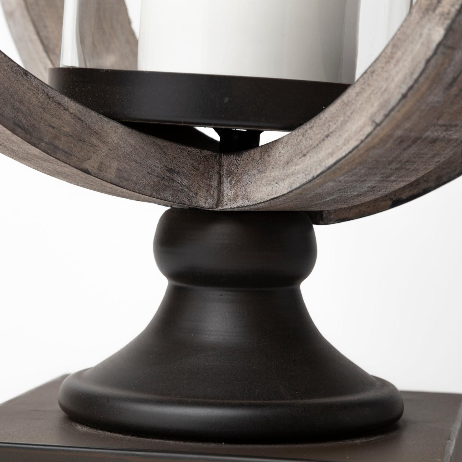 Mercana Brillion Rustic Wood Metal Table Candle Holder Clearance