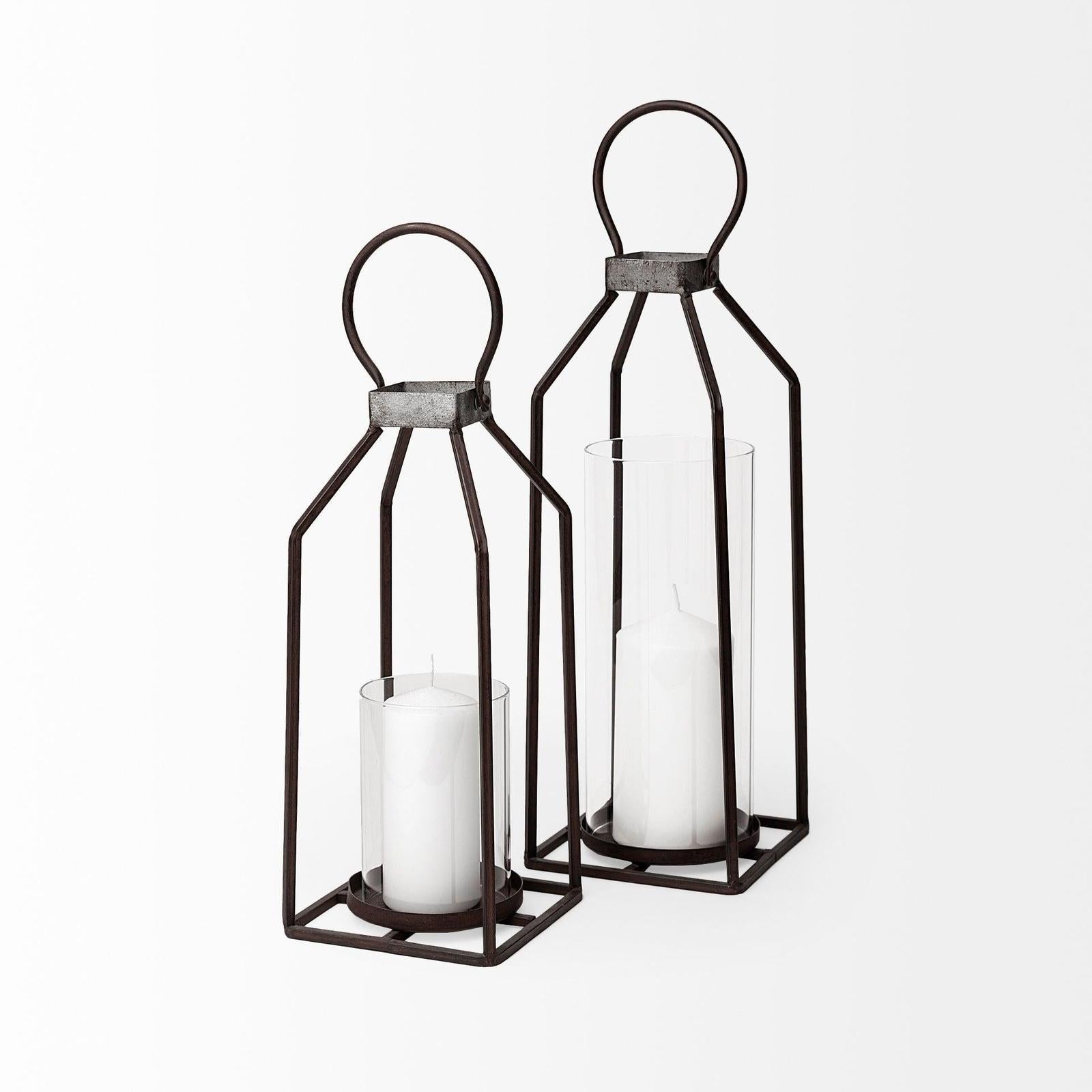 Mercana Kingston Rustic Metal Framed Table Candle Holder