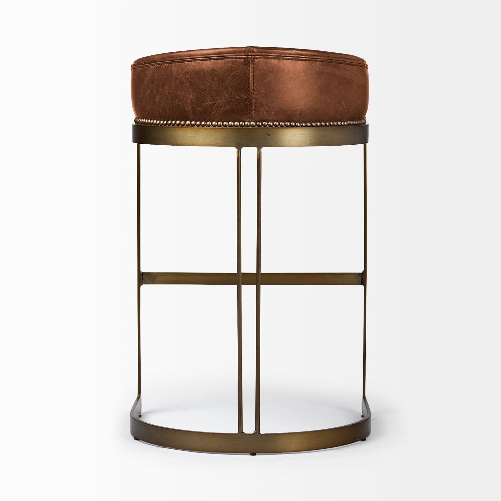 Mercana Hollyfield Leather Seat Gold Metal Base Bar Stool