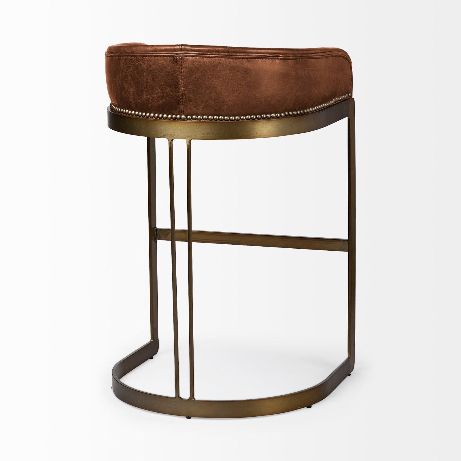 Mercana Hollyfield Leather Seat Gold Metal Base Bar Stool