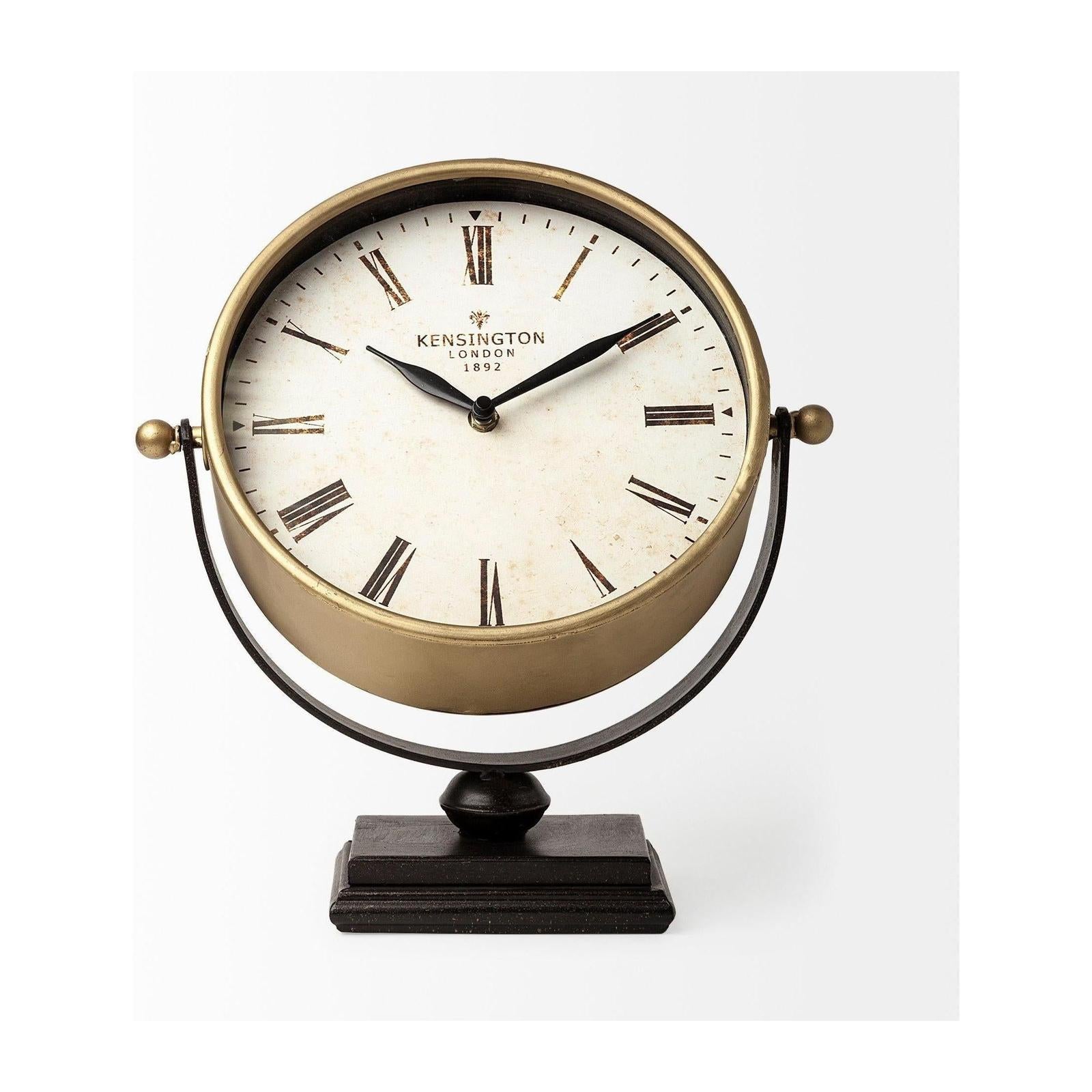 Mercana Houston Gold Metal Half Moon Base Table Clock