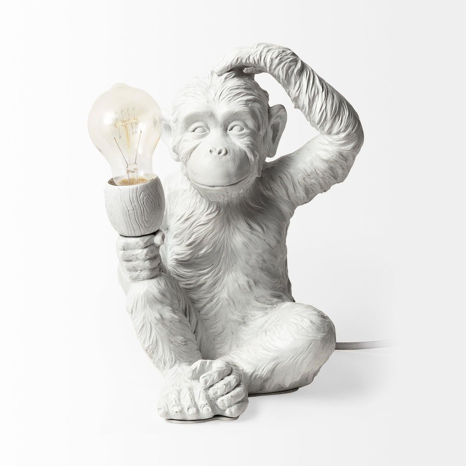 Mercana Simia White Resin Playful Monkey Table Lamp Clearance