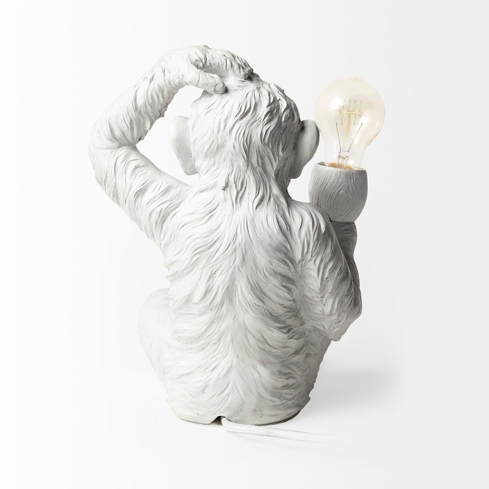 Mercana Simia White Resin Playful Monkey Table Lamp Clearance