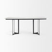 Mercana Tanner White Marble Top Black Metal Base Dining Table Clearance