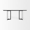 Mercana Tanner White Marble Top Black Metal Base Dining Table Clearance