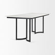 Mercana Tanner White Marble Top Black Metal Base Dining Table Clearance