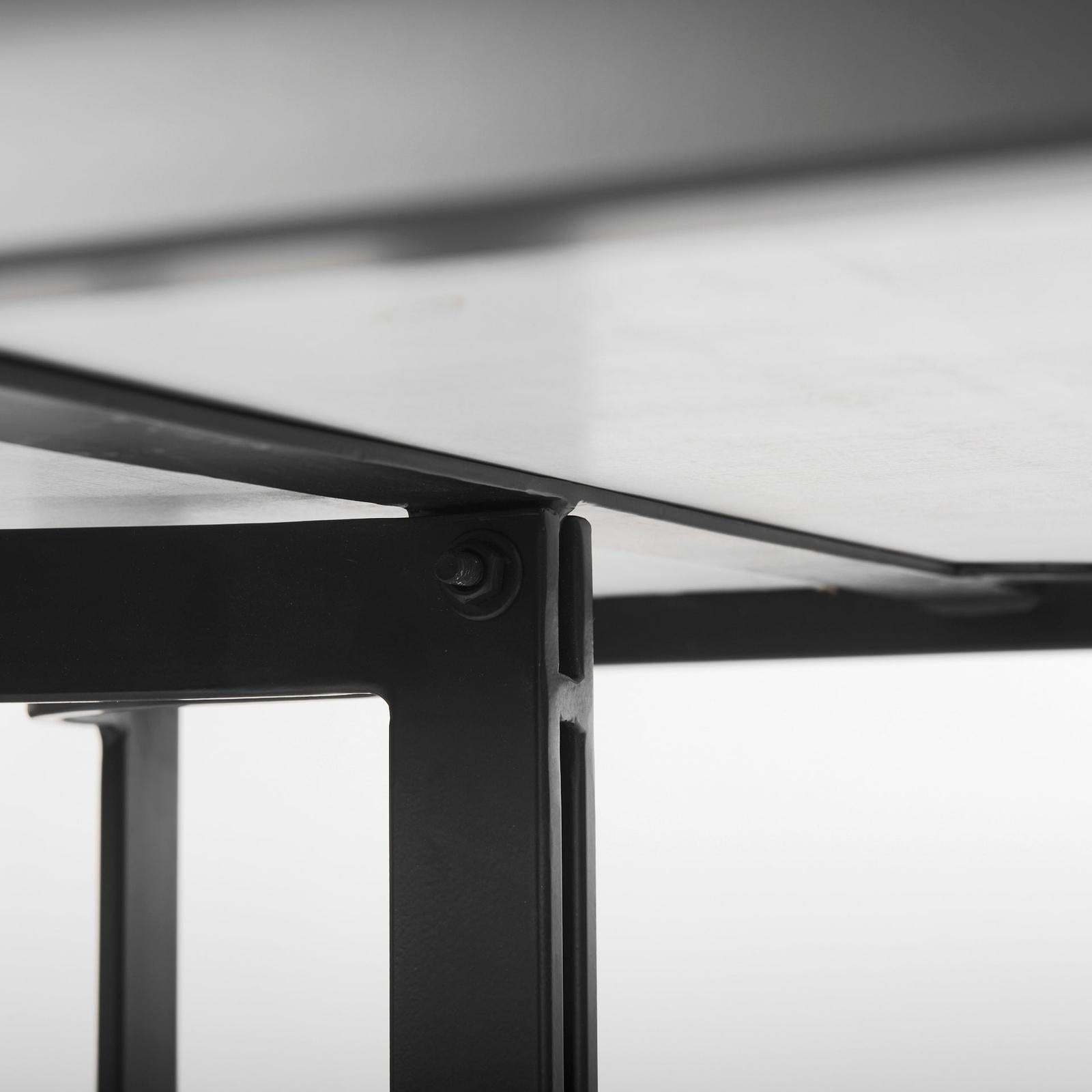Mercana Tanner White Marble Top Black Metal Base Dining Table Clearance
