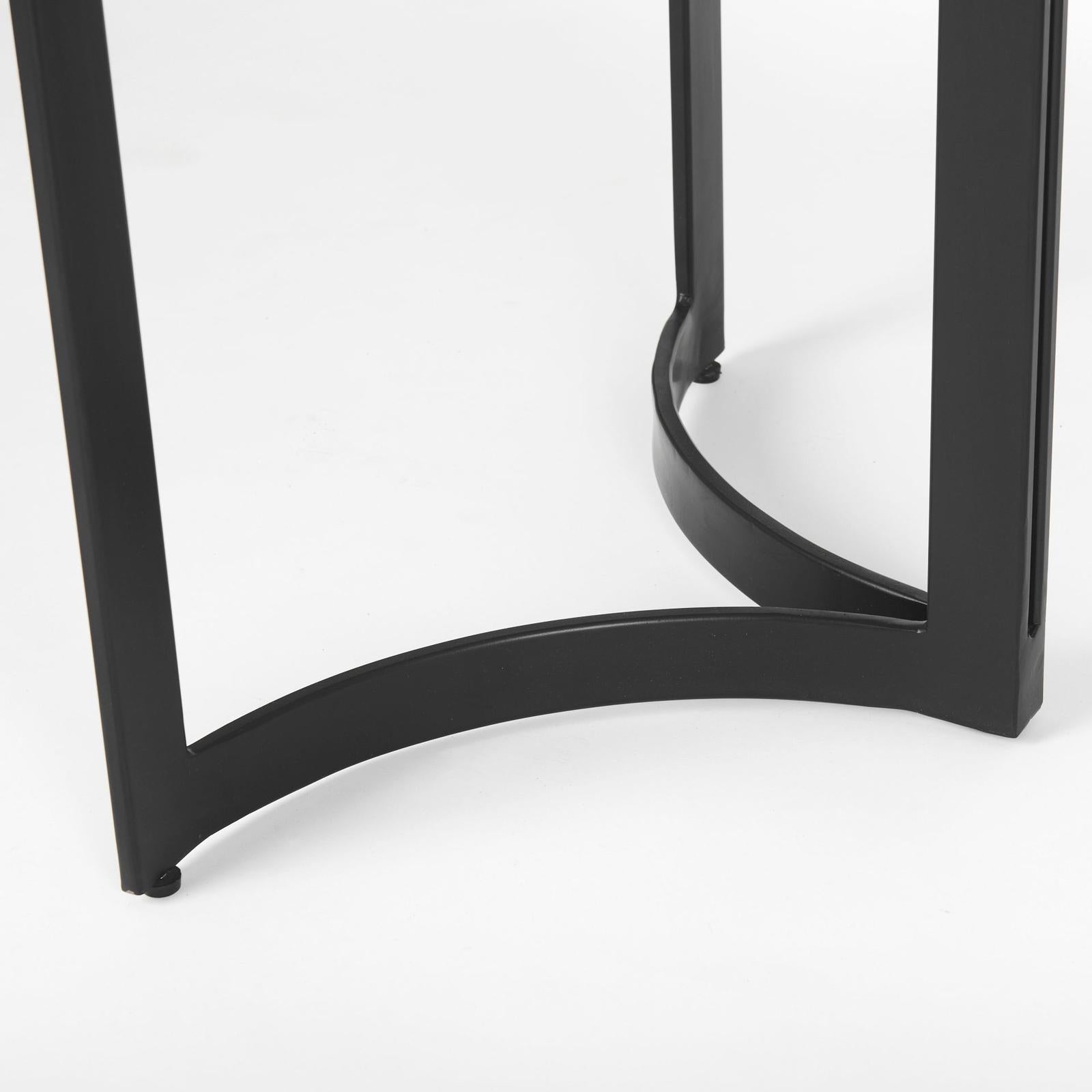 Mercana Tanner White Marble Top Black Metal Base Dining Table Clearance
