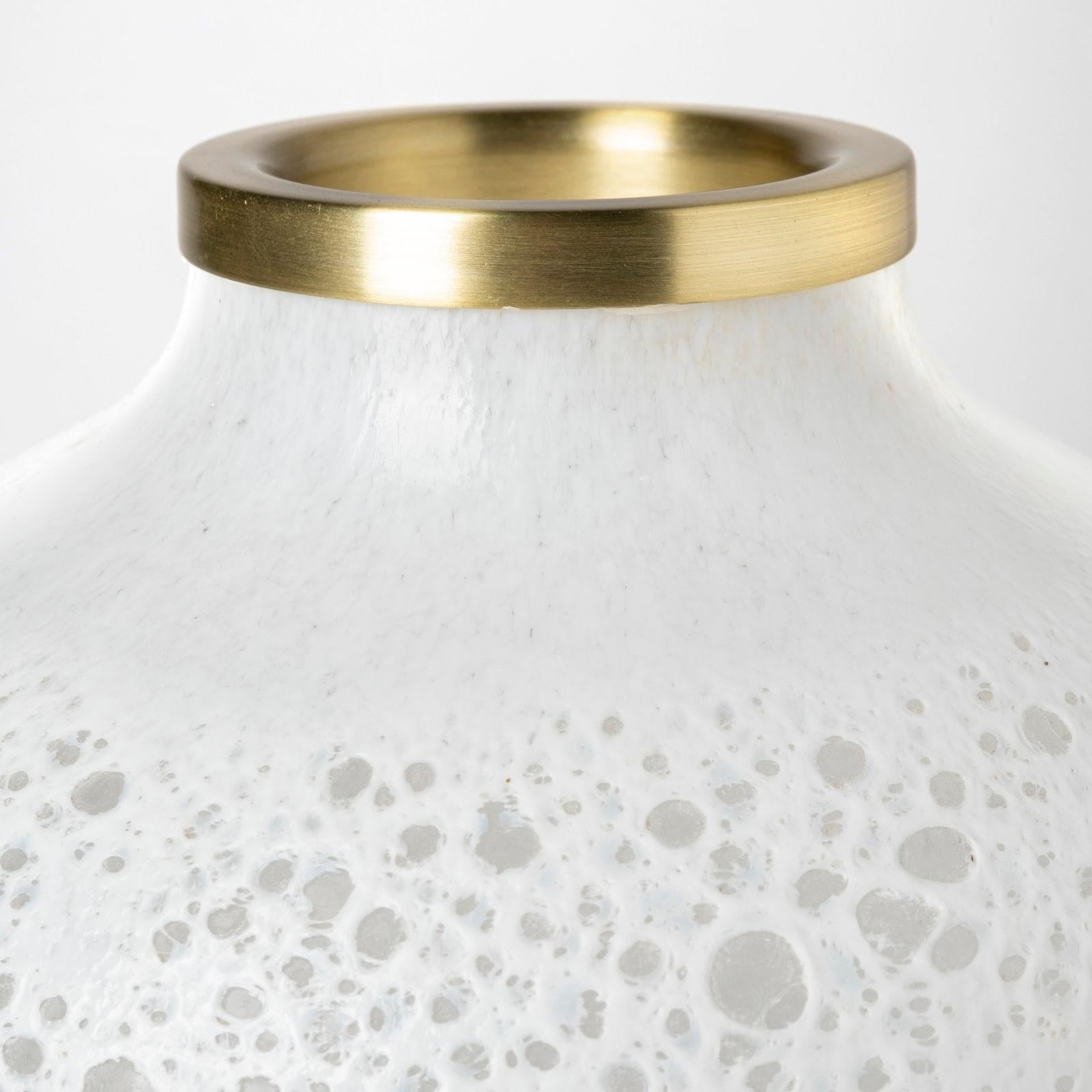 Mercana Pearl Short White Gold Rim Glass Vase Clearance