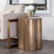 Mercana Quatrefoil Gold Flower W/ Wooden Top Brass Cladding Accent Table