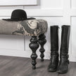 Mercana Alhambra  Upholstered Gray Seat W/Black Wood Legs Accent Bench