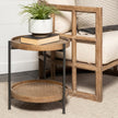 Mercana Kade Round Top Natural Brown Wood and Gray Metal Frame Tray-Style End/Side Table Clearance