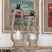 Mercana Zain Brown Wooden Vintage Inspired Candle Holder Lantern Clearance