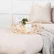 Mercana Leona Natural Wicker Woven Mirrored Base Nesting Trays- Set of 2 Clearance
