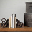 Mercana Cogsworth Brown Resin Industrial Gear Bookends- Set of 2