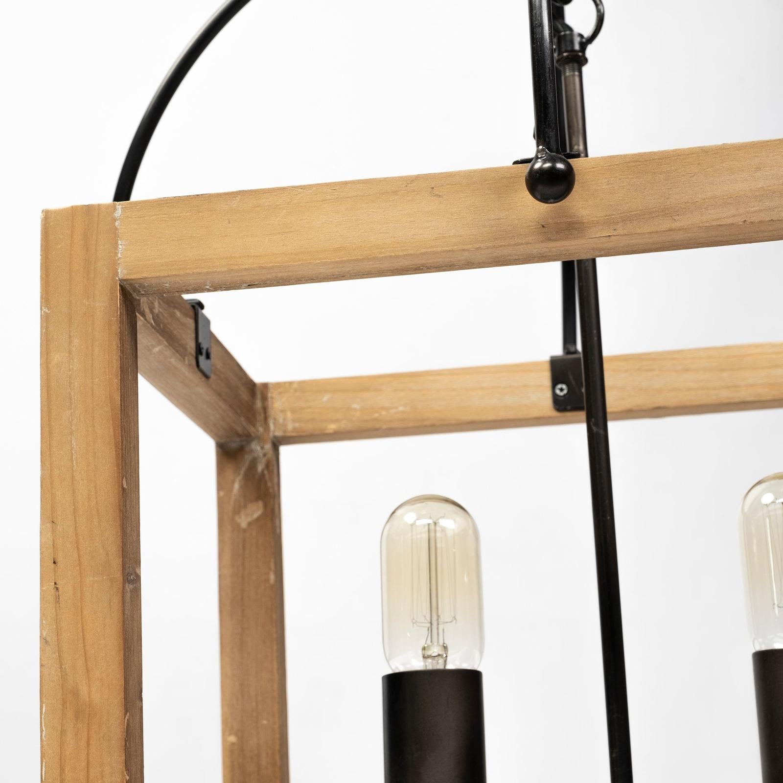 Mercana Josie Natural Wood Chassis Six Light Chandelier Clearance