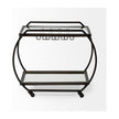 Mercana Chriselle Black Metal And Glass Two Tier Bar Cart Clearance