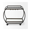 Mercana Chriselle Black Metal And Glass Two Tier Bar Cart Clearance