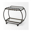 Mercana Chriselle Black Metal And Glass Two Tier Bar Cart Clearance