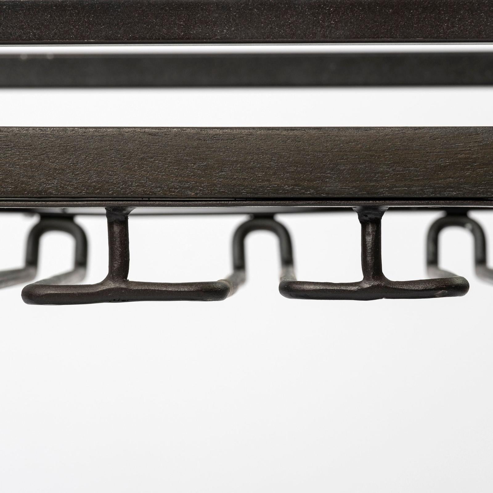 Mercana Chriselle Black Metal And Glass Two Tier Bar Cart Clearance